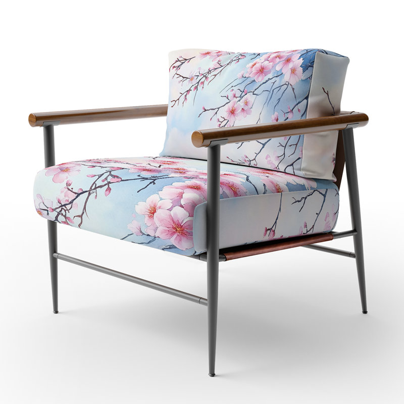 Fauteuil d'appoint Cherry Blossom, Bras ronds bruns