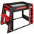 Queen Size Wooden Gaming Bunk Bed with Desk, 2 Storage Shelves, USB Ports & LED Light, Black and Red-517322521-517322502