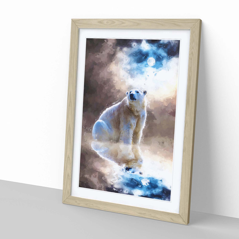Polar Bear in Abstract - Framed Print, Oak, 60cm H x 40cm W x 2cm D