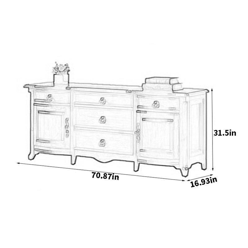 Buffet d'ameublement grande capacité, H 31,5 po x l 70,87 po x P 16,93 po
