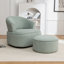 Chaise pivotante rembourrée en polyester avec repose-pieds-561283675