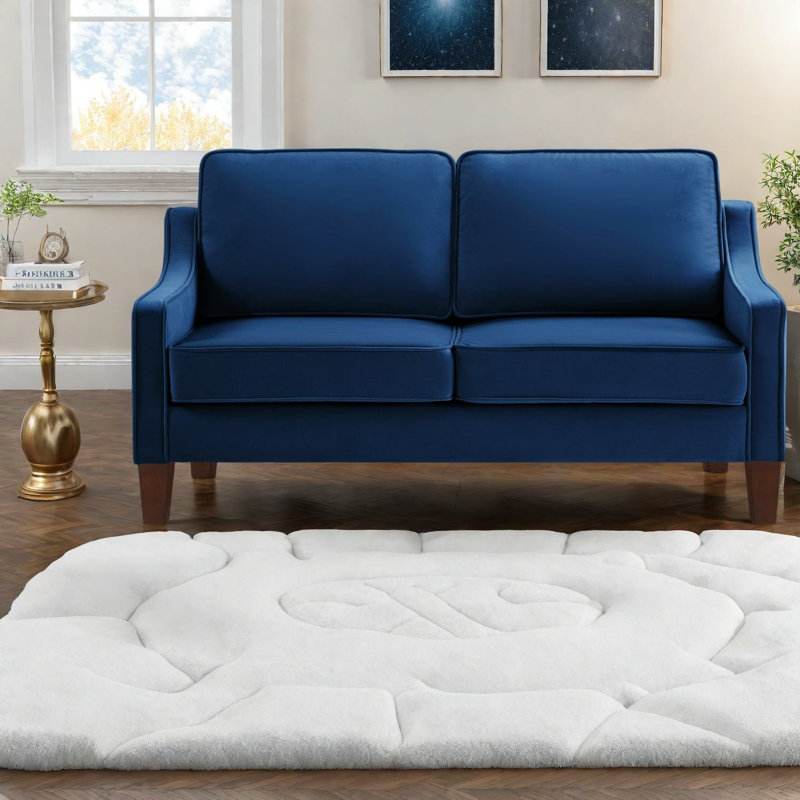 Causeuse moderne en velours bleu marine 51 pouces
