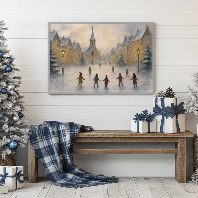 «Frosted Village Joy», reproduction d'art, 8 po x 10 po, Noir satiné