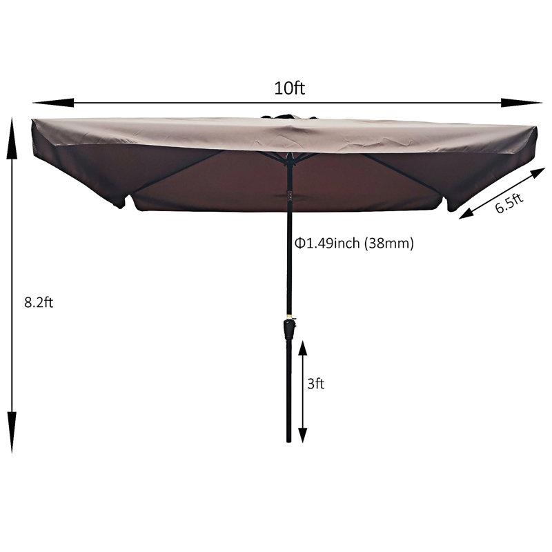 Parasols de marché extérieurs avec manivelle et bouton-poussoir inclinable, Chocolat