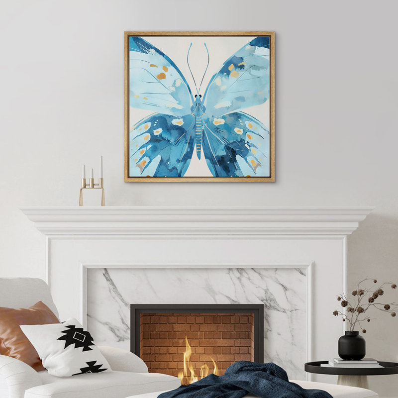 Bleu papillon, H 16 po x l 16 po, Cadre flottant naturel