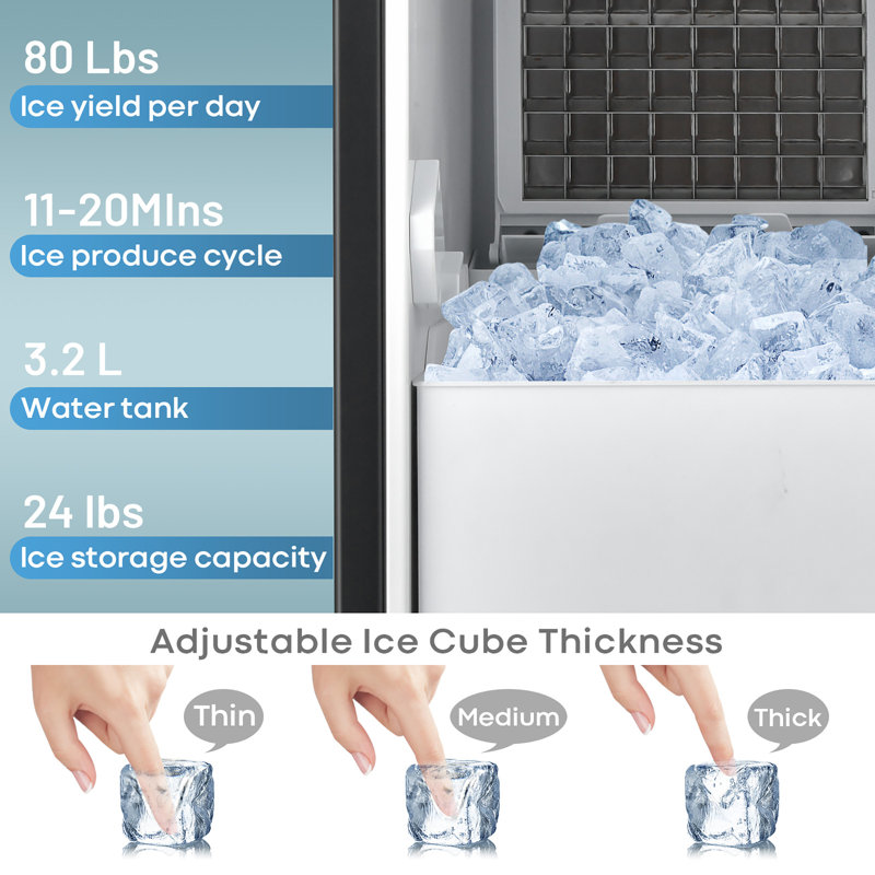 Commercial Black Stainless Steel Undercounter Ice Maker
