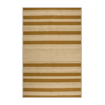 Machine Washable Horizontal Stripes Brown Area Rug