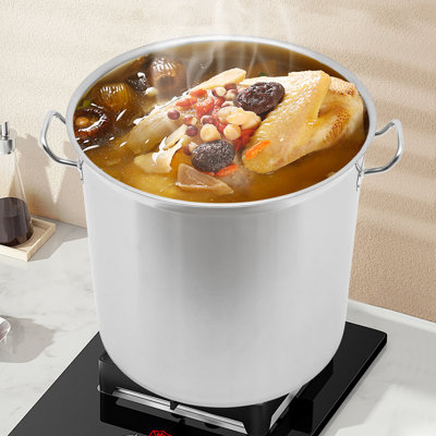 Grand chaudron de 100 litres en acier inoxydable, idéal pour la cuisine, les restaurants, les cafétérias et les petits-déjeuners. Elle est fournie avec un couvercle et convient parfaitement aux professionnels.