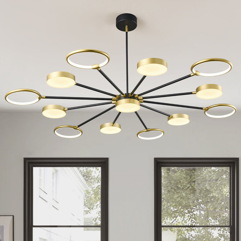 Luminaires suspendus ronds modernes Modern Industria, Noir / or, 13 lumières