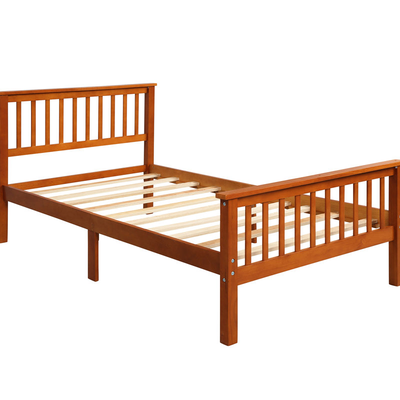 Lit plateforme en bois de chêne - Supporte différents types de matelas avec des lattes solides La finition unie procure une sensation de chambre à coucher luxueuse