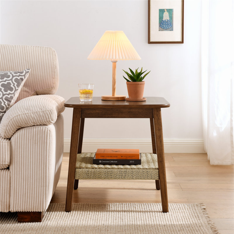Table d'appoint d'extérieur Quantico avec tablette tissée, tables de chevet et petite table d'appoint Quantico