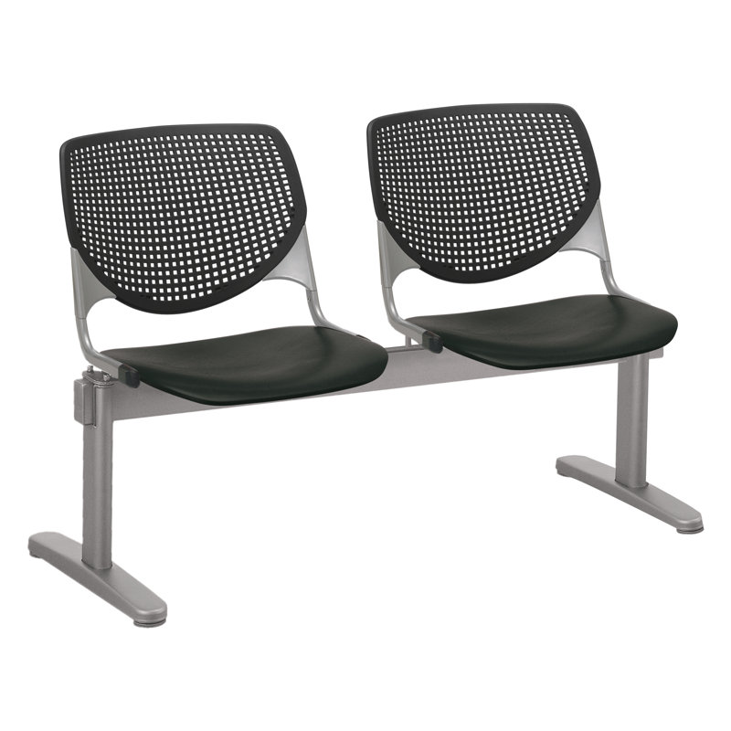 Siège tandem en plastique avec cadre en métal 47 po Kool, Noir, Blanc