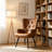 Nalupatio Faux Leather Wingback Chair Mid-century Armchair, PU Leather Upholstered Tufted Button Chairs, Living Room Reading Wingback Armchair, Side Chair for Living Room Bedroom, Brown-416673640