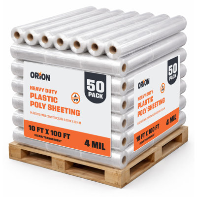 Bâche en plastique ignifugée Orion 3 m x 30 m, pellicule de polyéthylène imperméable de 0,1 mm d'épaisseur pour la protection contre la poussière, la vapeur et la peinture