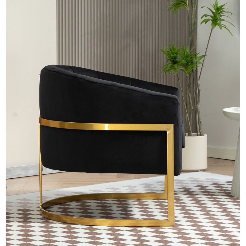Gold frame velvet armchair, Black Velvet