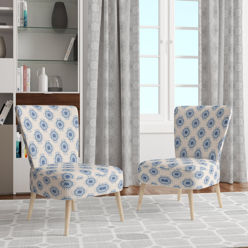 Chaise d'appoint abstraite - chaise d'appoint beige et bleu boho mandala beige, Chaise d'appoint sans accoudoirs
