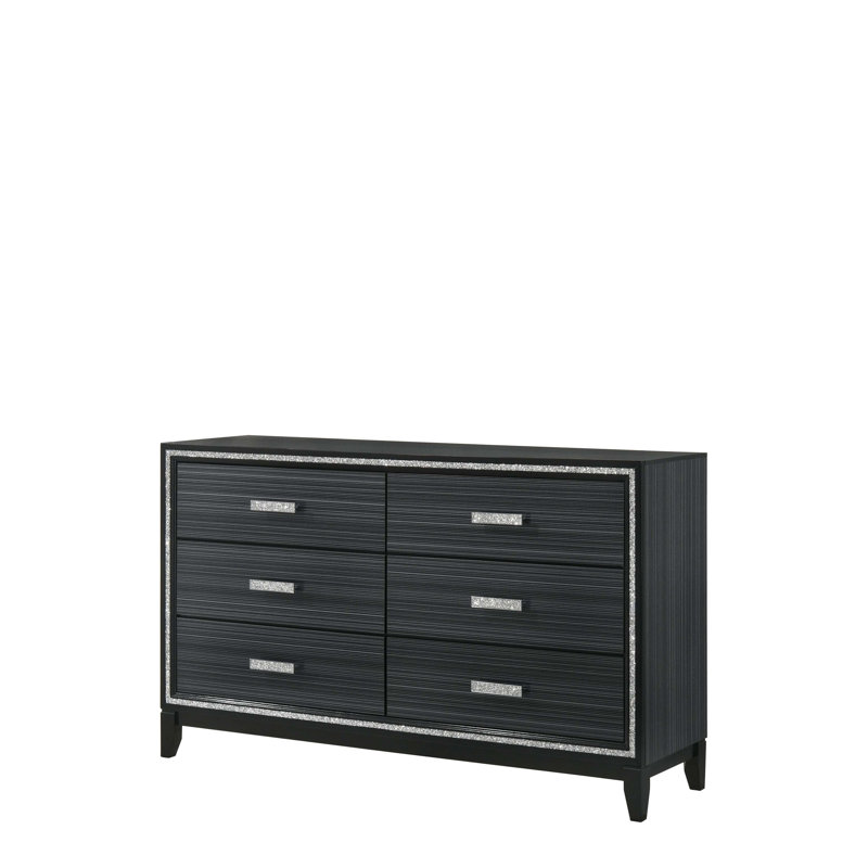 Commode Haiden avec six tiroirs spacieux et une fabrication durable pour un rangement élégant, Noir