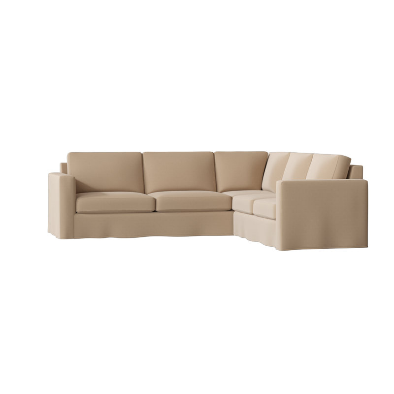 Canapé modulaire de coin large 108 po Bewley, Marron foncé, Lin Haven, Accoudoir à droite (vu de face)