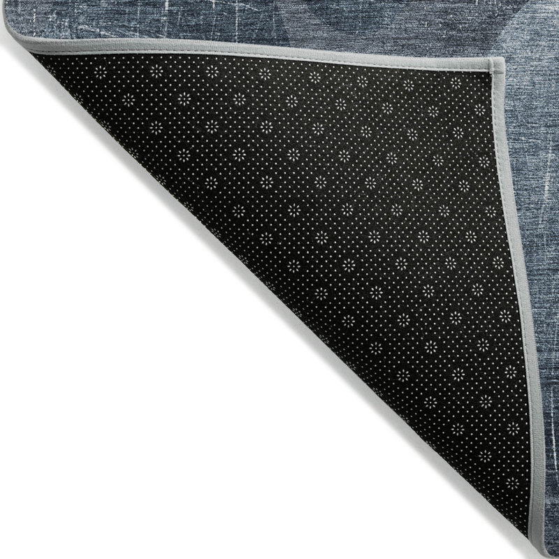 Tapis extérieur rond rond 8 po gris et bleu