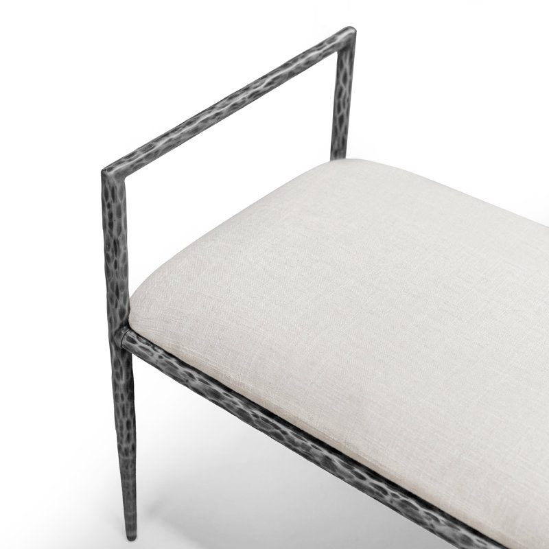 Mathis Modern Hammered Metal 60" Accent Bench, Matte Gray