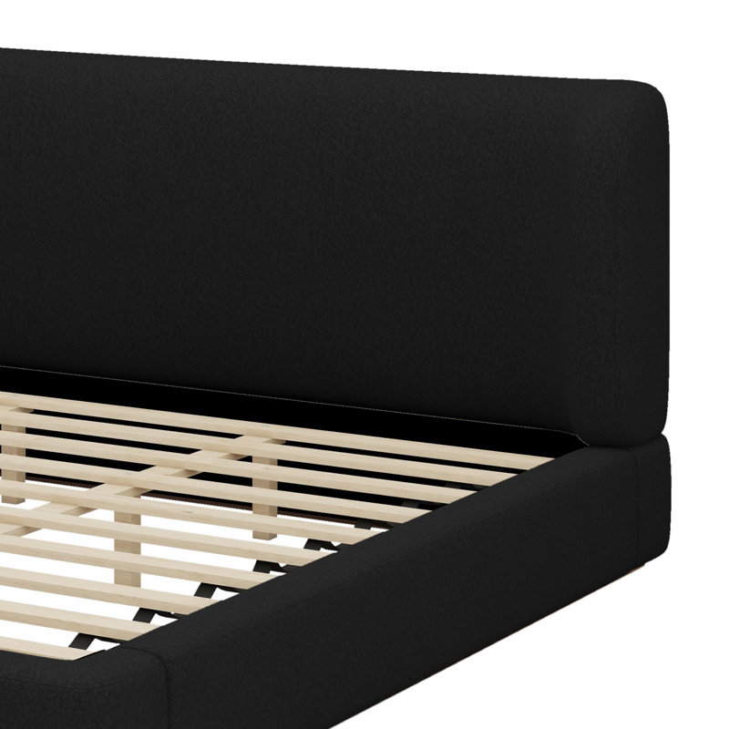 Lit plateforme tapissier luxueux à profil bas, Black, King