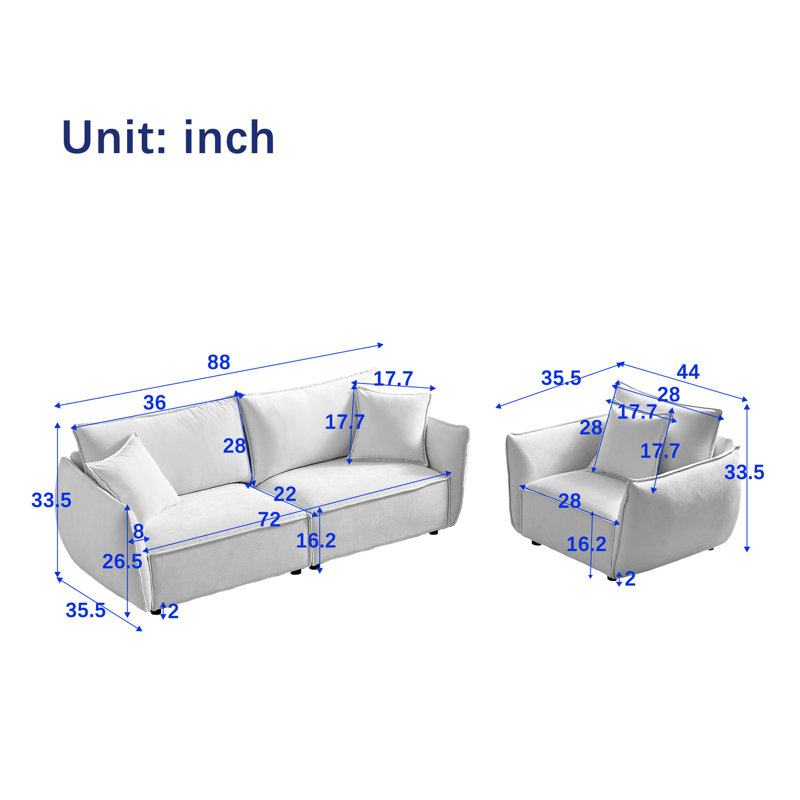 Canapé de salon moderne Combo, canapé en tissu de lin, structure en bois avec 3 coussins, mobilier d'appartement, Rouge