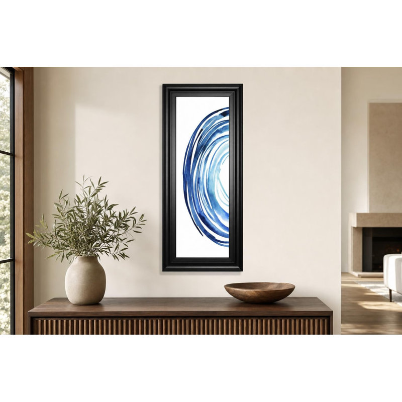 Blue Vortex Wall Art - 18" x 42" - Black Frame