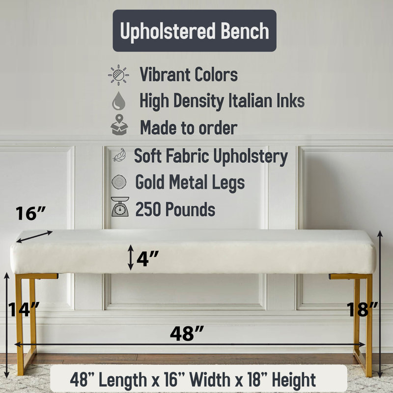 Fincher - Abstract Patterned Upholstered Gold Bench