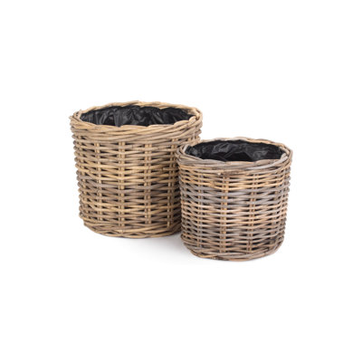 Rattan 2 Piece Planter Basket Set