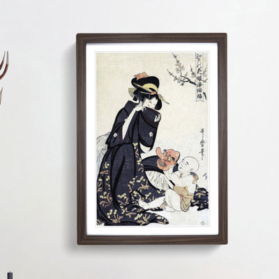 Playing with Youngster by Kitagawa Utamaro - Picture Frame Painting Print