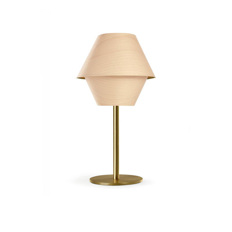 Hotel Table Lamp, Natural Beech, Gold, Non-Dimmable