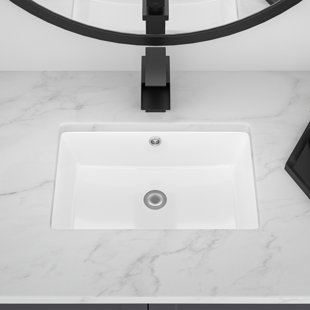 Lavabo de salle de bain rectangulaire encastré en céramique blanche avec trop-plein 17 po L x 12 po