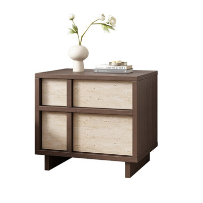 Table de chevet vintage bicolore (18,9 po H x 15,75 po L) avec double tiroir de rangement, convenant à de multiples espaces, y compris les chambres et les salons.