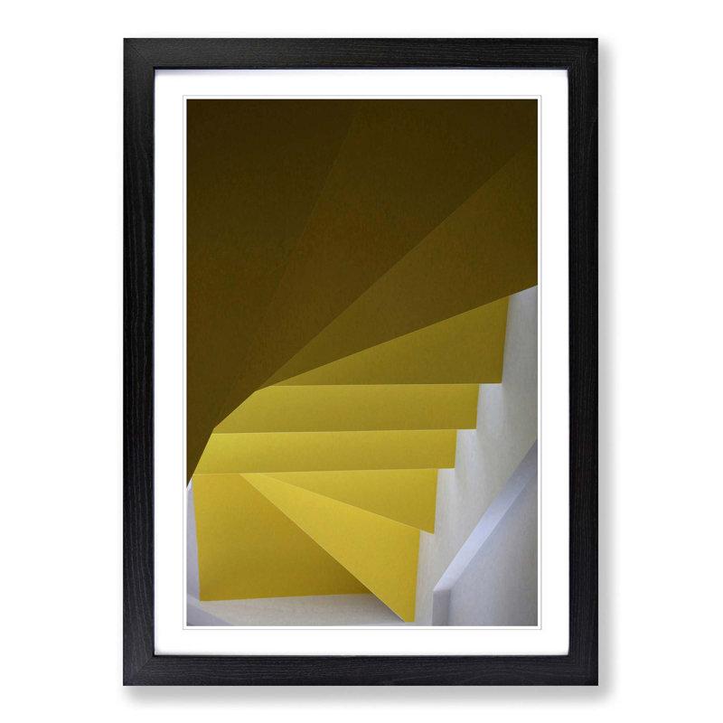 Architecture Yellow Stairs Framed - Framed Print, Black