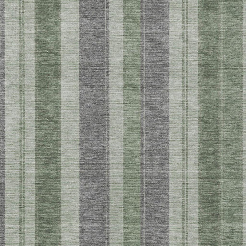 Tapis intérieur lavable rayé vert et gris 9 pi x 12 pi