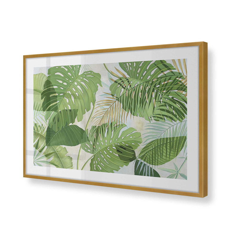 «Tropical Jade Oasis» encadré sur papier par Max Maxx Print, Or poli, H 17,25 po x l 21,25 po x P 1,25 po