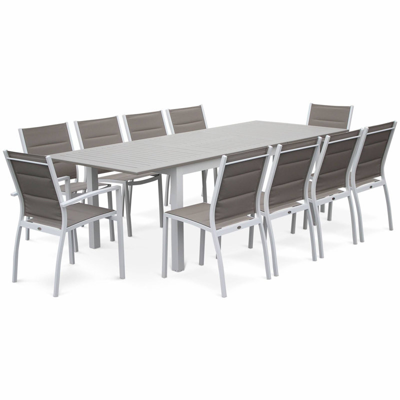 Woodcliff 8 - Person Patio Dining Set with Extendable Rectangular Table, Brown