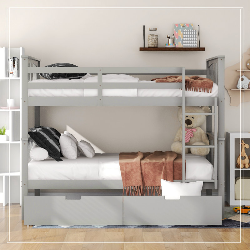 Lit plateforme avec rangement Jaslen, Gris