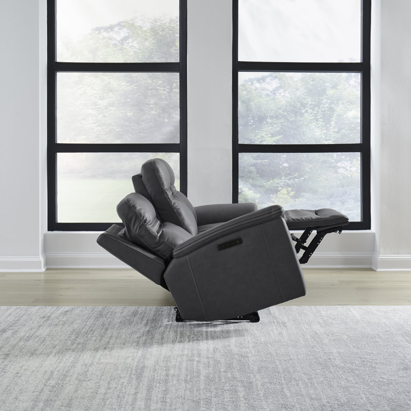 Canapé inclinable électrique en cuir 87 po Cabrero, Gris