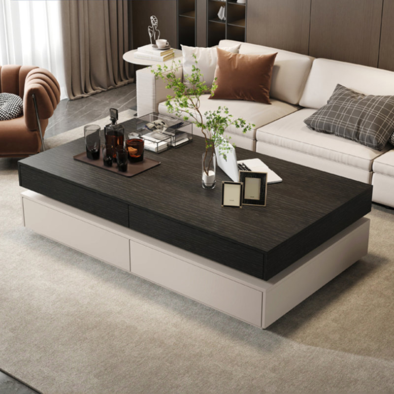 Table basse italienne avec rangement rectangulaire, Blanc, H 17,7 po x L 47,2 po x l 25,6 po, Gris