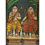 Peinture sri Pancha Tattva Tanjore - Cinq vérités, art mural traditionnel Krishna Bhakti avec travail en or 24 carats, décor spirituel encadré de style indou 27,5 "x 21,5"
