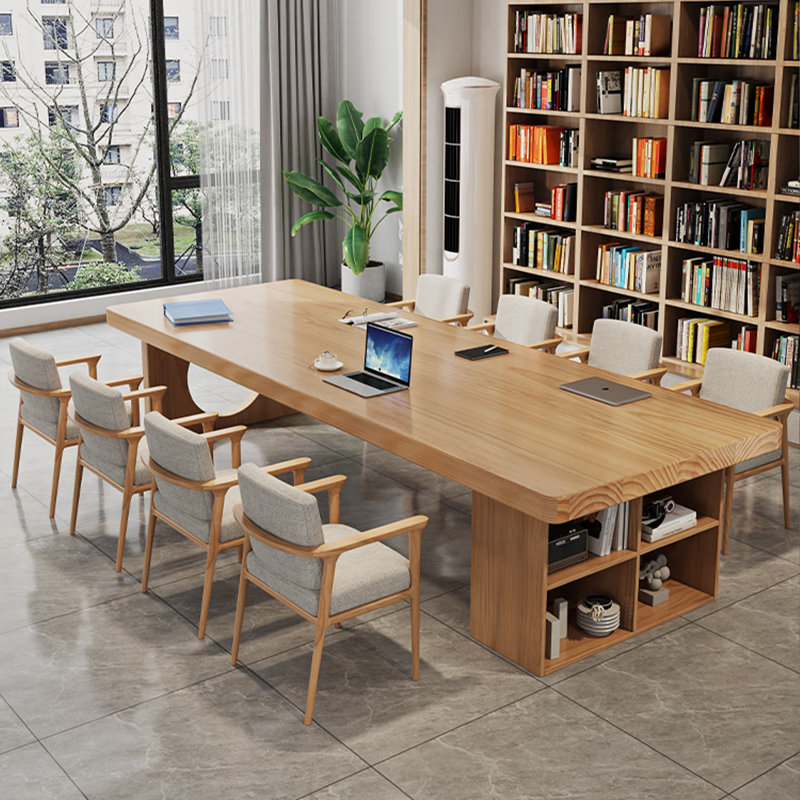 Grande table de conférence en bois massif Nordic, H 29,53 po x l 86,61 po x P 35,43 po