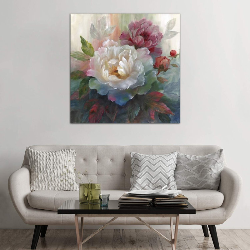 «Roses» - Impression encadrée sur papier, Toile tendue, H 48 po x l 48 po x 1,5 po