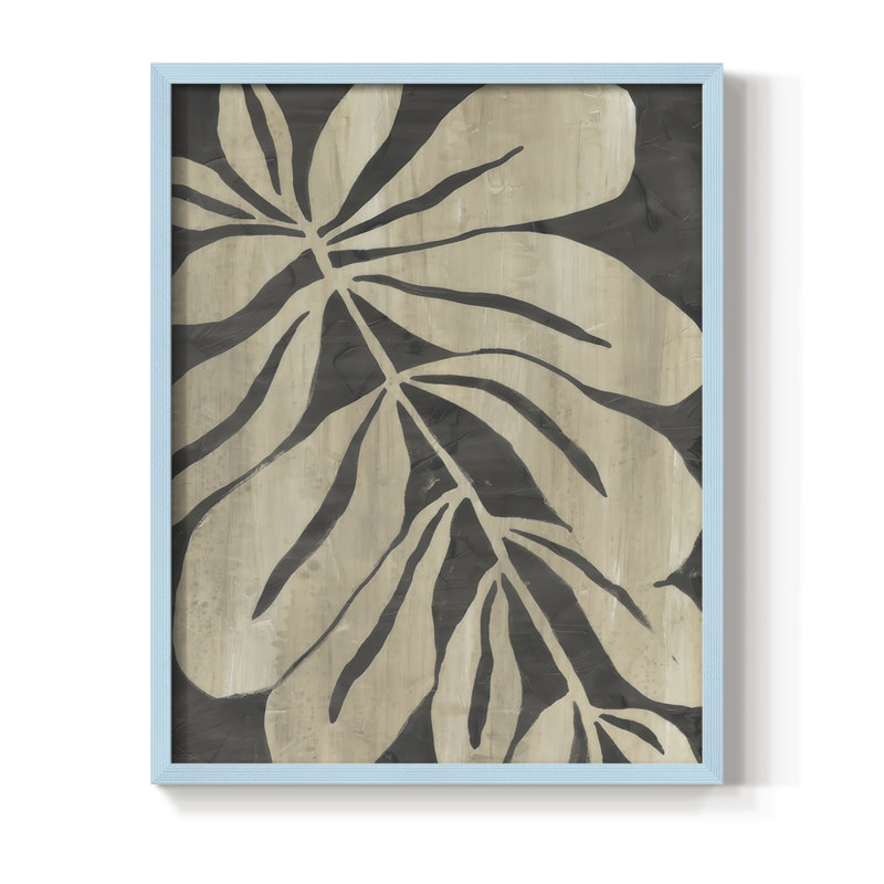 «Bold Leaf Fossil I», reproduction encadrée - bois massif, H 15 po x l 12 po, Bleu