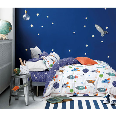 Johanas Rocket ship 100% Cotton Reversible Comforter Set
