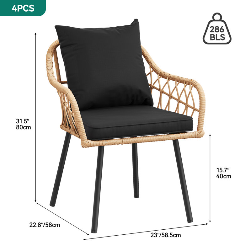 Altti Wicker Outdoor Dining Armchair with Cushion