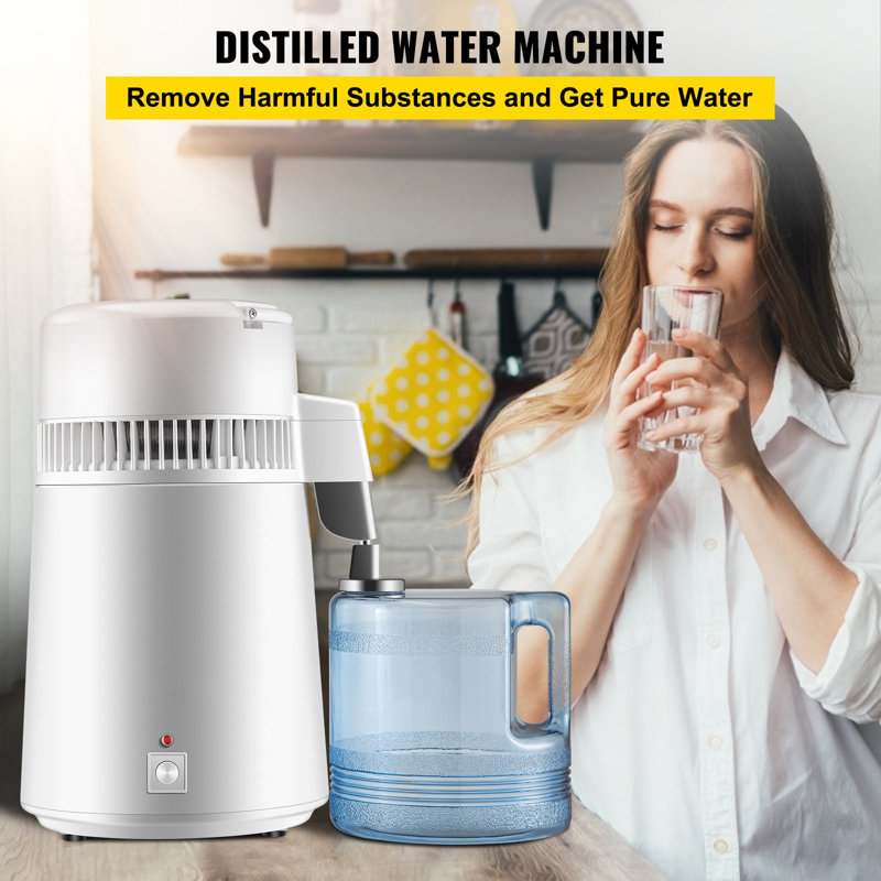 Purificateur d'eau pur 750 W, filtre purificateur entièrement amélioré avec poignée 1,1 gal / 4 L, contenant sans BPA, parfait pour un usage domestique, blanc