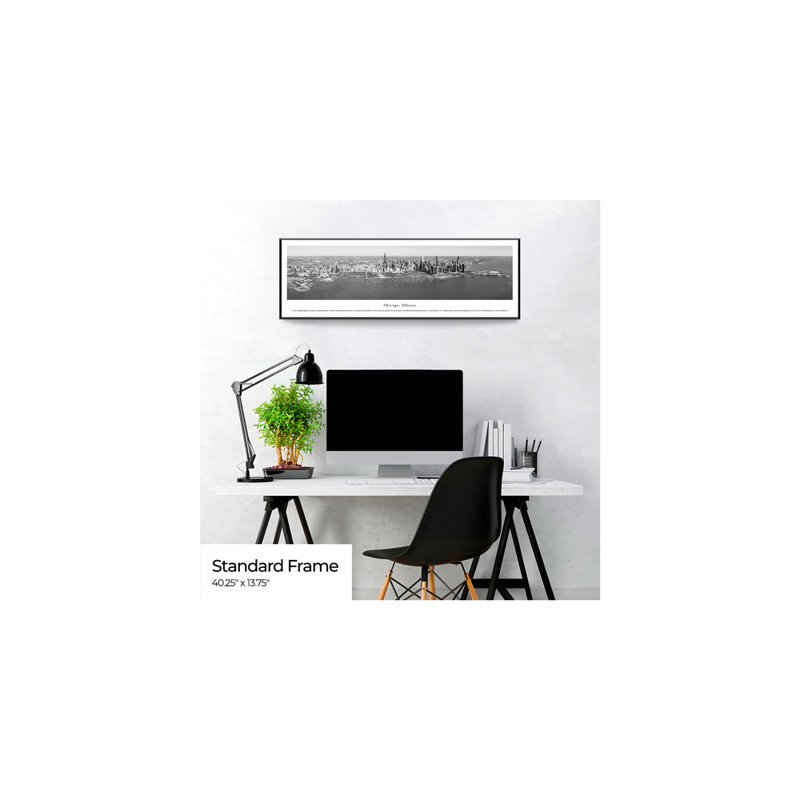 " Chicago, Illinois " by James Blakeway, 13.75" H x 40.25" W, Black Standard Frame