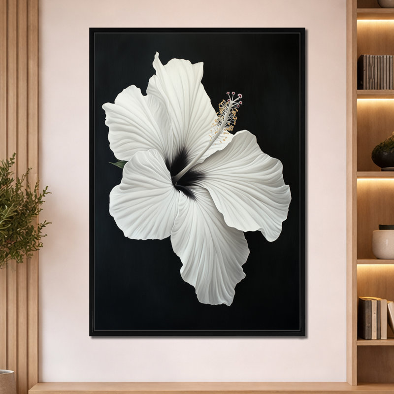 Décoration murale encadrée Tibbie V - Fleurs exotiques noires, H 60 po x l 40 po, Cadre flottant noir