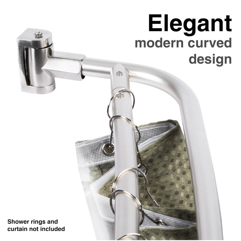 Adjustable Brushed Nickel Double Curved Wall Mounted Shower Rod